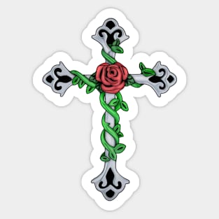 Cross Rose Sticker